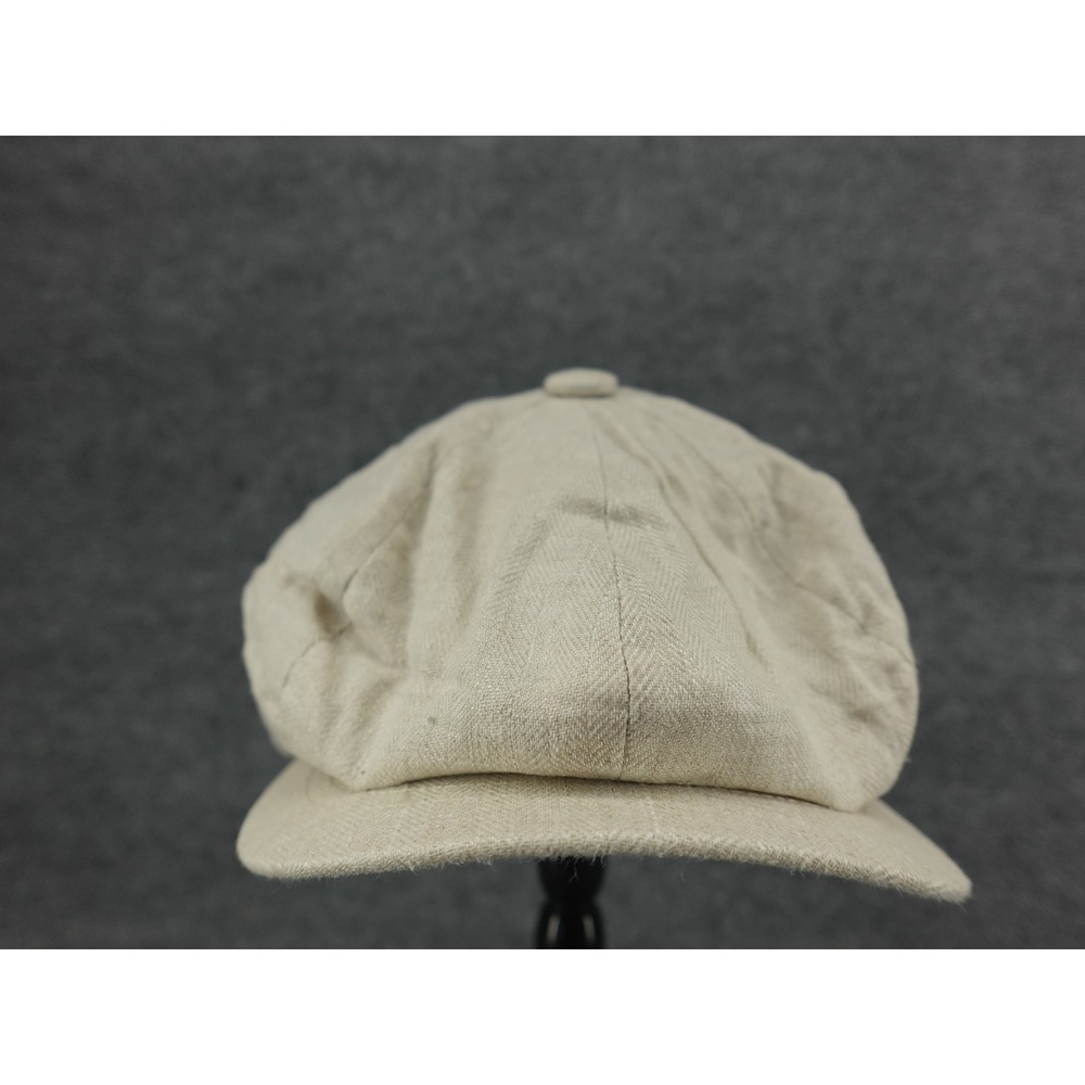 Botvela Newsboy Cap Mens Small Beige 100% Linen Herringbone Baker‎ Boy Hat